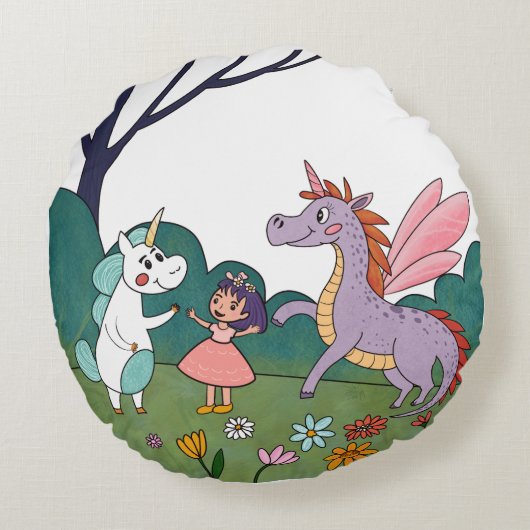 Magical Unicorn Rond Kussen (Achterkant)