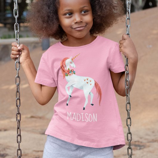 Magical Unicorn roze, aangepaste naam girl T-Shirt