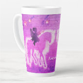 Magical Unicorn Silhouette Pink, gepersonaliseerd Latte Mok (Linkerhoek)