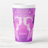 Magical Unicorn Silhouette Pink, gepersonaliseerd Latte Mok (Voorkant)