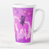 Magical Unicorn Silhouette Pink, gepersonaliseerd Latte Mok (Rechts)