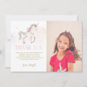 Magical Unicorn Thank You Card With Photo Kaart (Voorkant)