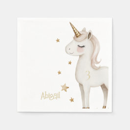 Magical Unicorn Yellow Birthday Party Cocktail Servet