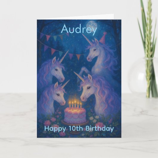 Magical Unicorns Mystical Customizable Birthday Kaart (Voorkant)