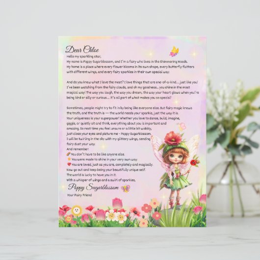 Magical Uniqueness Fairy Keepsake Letter For Kids (Staand voorkant)