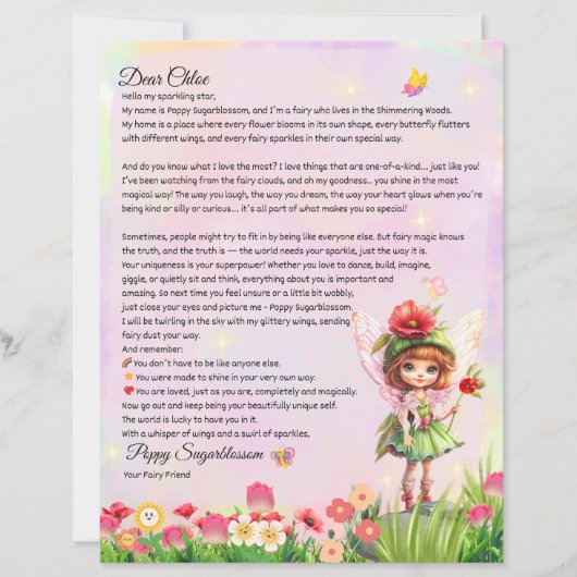 Magical Uniqueness Fairy Keepsake Letter For Kids (Voorkant)