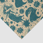 Magical Vintage Witch with Stars Decoupage Paper Tissuepapier (Detail)