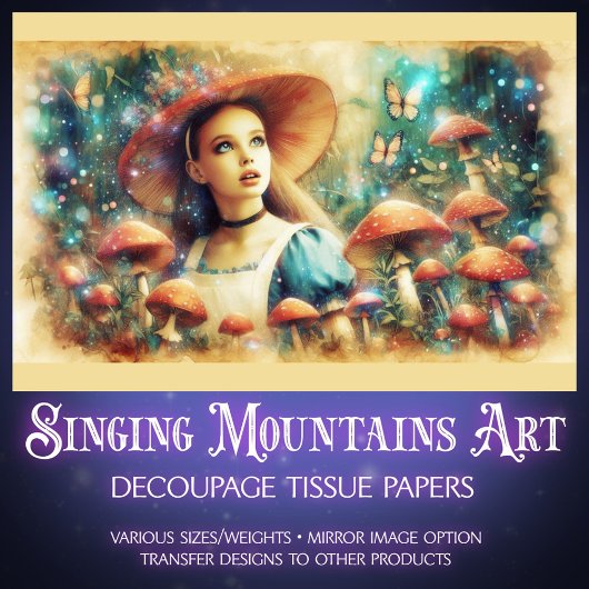 Magical Watercolor Mushroom Woods Decoupage Tissuepapier