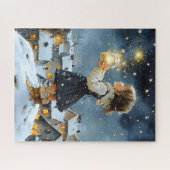 Magical Watercolor Winter Starry Night Legpuzzel (Horizontaal)