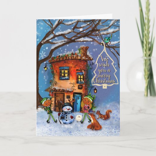 Magical Whimsical House and Friends Christmas Feestdagen Kaart (Voorkant)