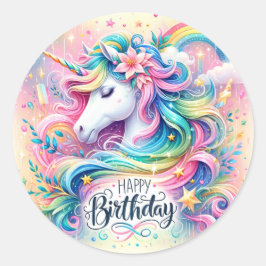 Magical Whimsy: betoverde eenhoorn Verjaardag Stic Ronde Sticker