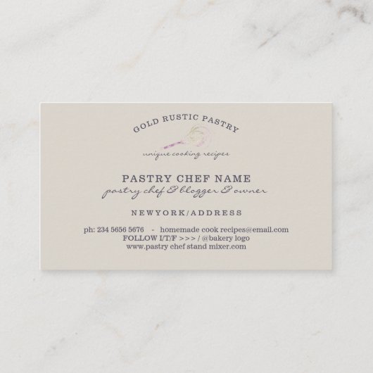 Magical Whisk Bakery rustic Pastry Chef paars Visitekaartje (Achterkant)