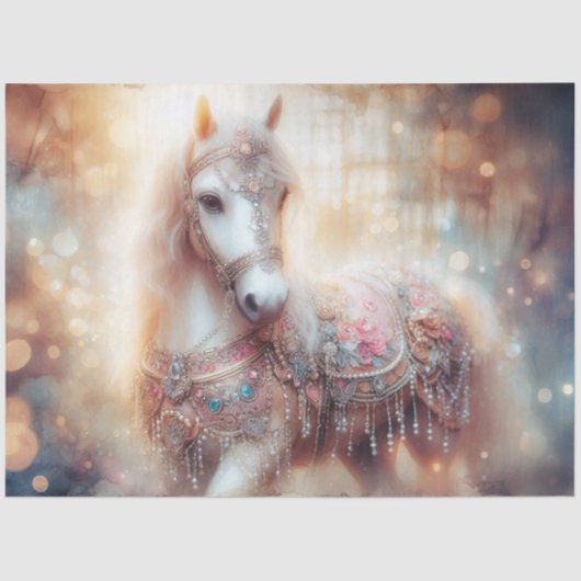 Magical White Horse Watercolor Craft Decoupage Tissuepapier (Voorkant)