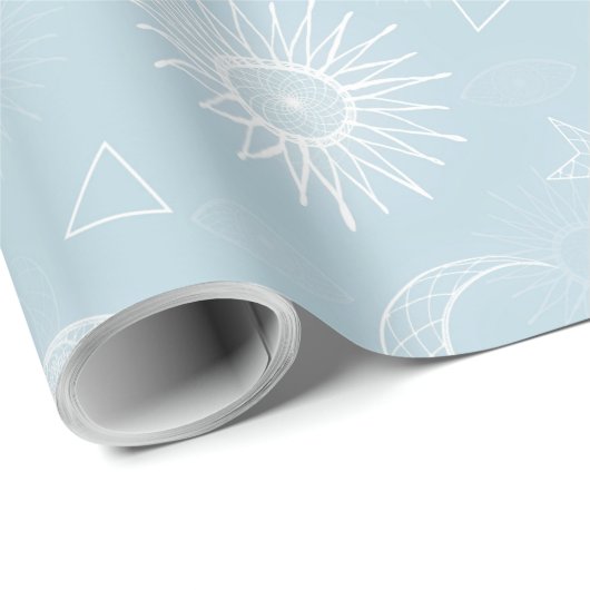 Magical White Moon Sun Stars Blue pattern Cadeaupapier (Rol Hoek)