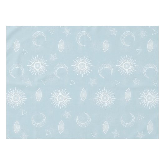 Magical White Moon Sun Stars Blue pattern Tafelkleed (Voorkant (Horizontaal))