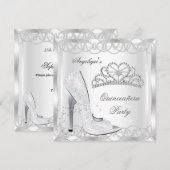 Magical White Silver Quinceanera High Hiel Shoes Kaart (Voorkant / Achterkant)
