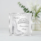 Magical White Silver Quinceanera High Hiel Shoes Kaart (Staand voorkant)