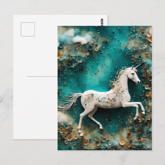 Magical White Unicorn Briefkaart (Voorkant / Achterkant)