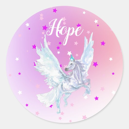 Magical white unicorn ronde sticker (Voorkant)