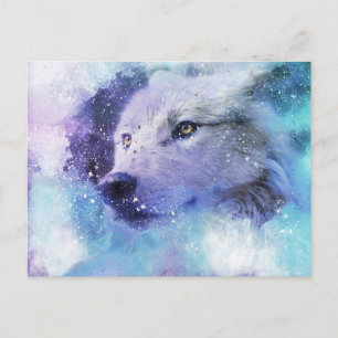 Magical White Wolf Spirit Animal Painting Briefkaart