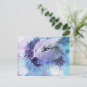 Magical White Wolf Spirit Animal Painting Briefkaart (Staand voorkant)