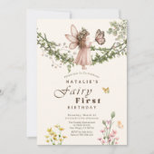 Magical Wildflower Butterfly Fairy Eerste Verjaard Kaart (Voorkant)