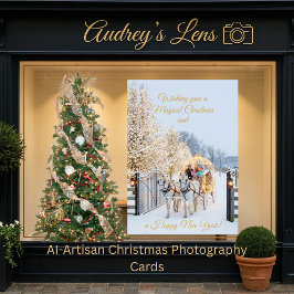 Magical Winter Carriage Ride Christmas Photo Card Kaart