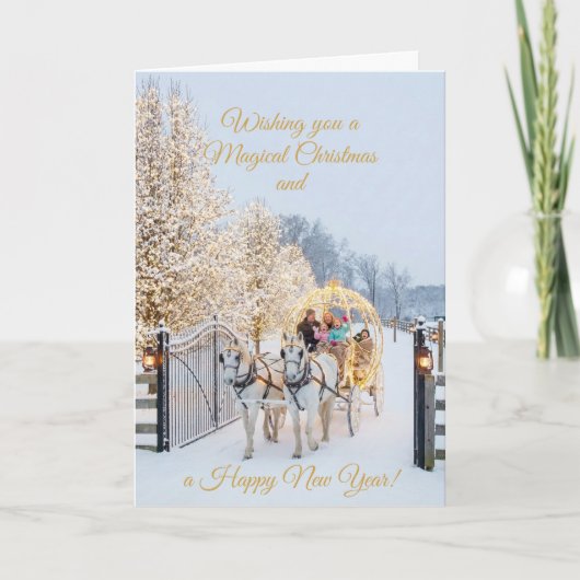Magical Winter Carriage Ride Christmas Photo Card Kaart (Voorkant)