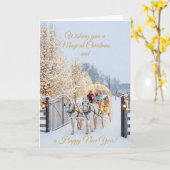 Magical Winter Carriage Ride Christmas Photo Card Kaart (Gele Bloem)