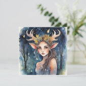 Magical Winter Faun Holiday Card Feestdagenkaart (Staand voorkant)
