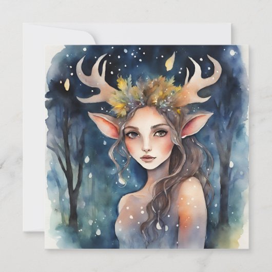 Magical Winter Faun Holiday Card Feestdagenkaart (Voorkant)