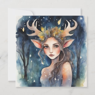 Magical Winter Faun Holiday Card Feestdagenkaart