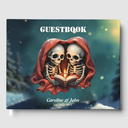 Magical winter moments, two skeletons  gastenboek (Voorkant)