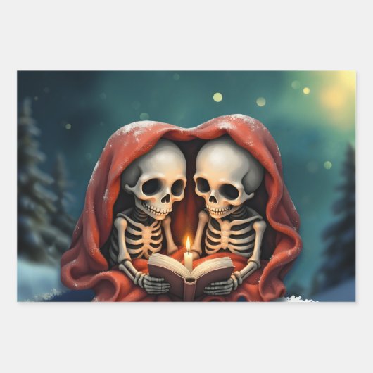 Magical winter moments, two skeletons inpakpapier vel (Voorkant 2)