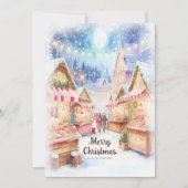 Magical Winter Night Christmas Market  Feestdagenkaart (Voorkant)