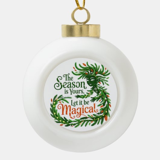 Magical Winter Spirit Forest Queen Christmas Ornam Keramische Bal Ornament (Voorkant)