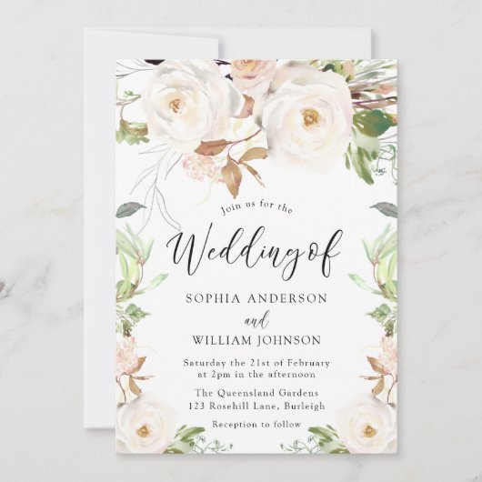 Magical Winter Spring Flowers Elegant Wedding Kaart (Voorkant)