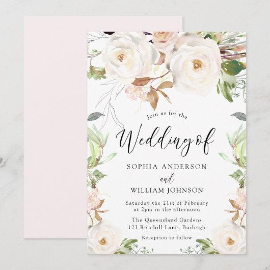 Magical Winter Spring Flowers Elegant Wedding Kaart (Voorkant / Achterkant)