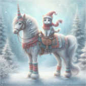 Magical Winter Unicorn & Cat Sticker – Festive Fan (Voorkant)
