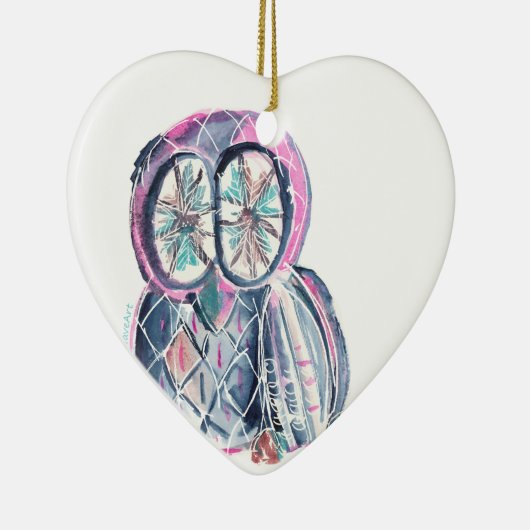 Magical Winter Waterverf Uil Keramisch Ornament (Rechts)