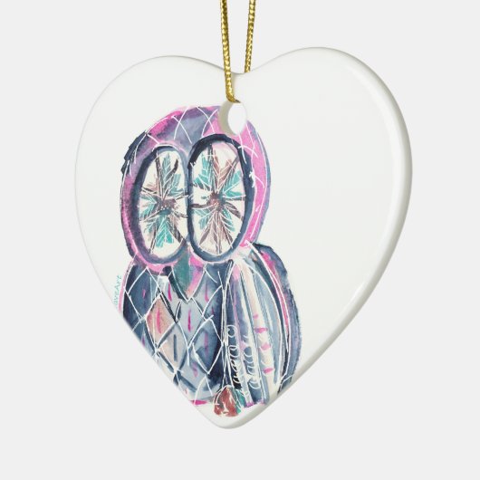 Magical Winter Waterverf Uil Keramisch Ornament (Links)