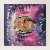 Magical Winter Wonderland Photo Name Purple Pink Legpuzzel (Horizontaal)