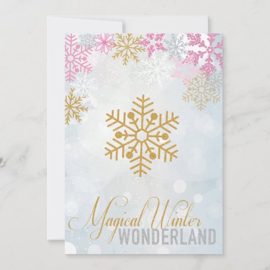 Magical Winter Wonderland Unicorn Birthday Invite Kaart (Achterkant)