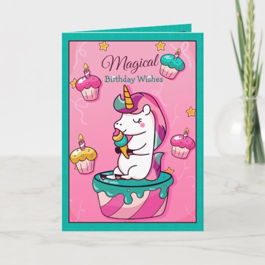 Magical Wish Unicorn | Verjaardag Kaart voor meisj (Voorkant)