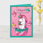 Magical Wish Unicorn | Verjaardag Kaart voor meisj (Gele Bloem)