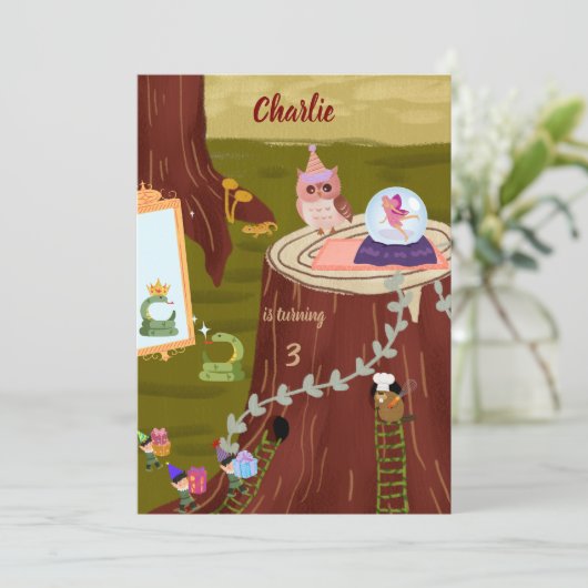 Magical Wishes Uil Betoverde verjaardag Kaart (Staand voorkant)