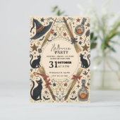 Magical Witch Halloween Party Invitation– Editable Kaart (Staand voorkant)