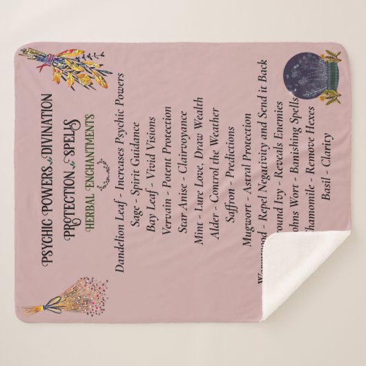 Magical Witch Herbal Pink Sherpa Deken (Voorkant (horizontaal))