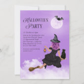 Magical Witch Paarse Halloween Uitnodiging (Voorkant)