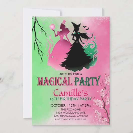 Magical Witchy Birthday Kaart (Voorkant)